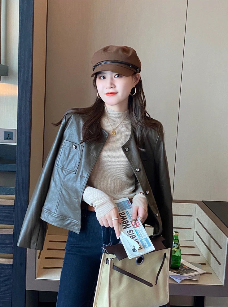 Women’s Mock Neck Slim Knitted Sweater – Autumn Winter Pullover