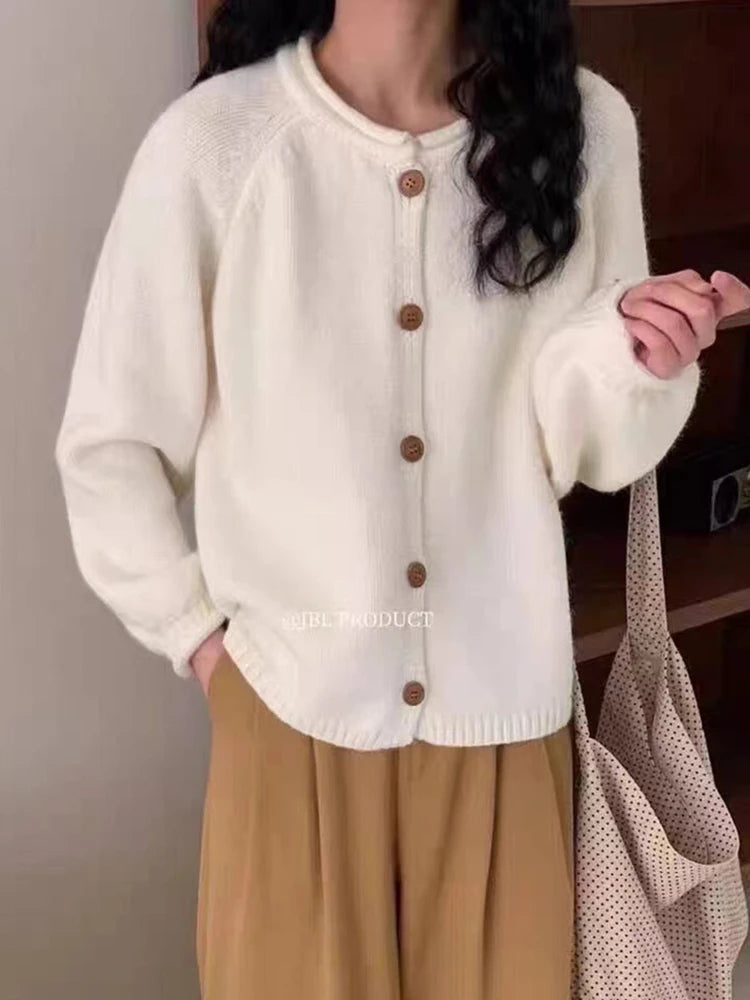 Women’s Knitted Button-Up Cardigan – Casual Autumn Sweater