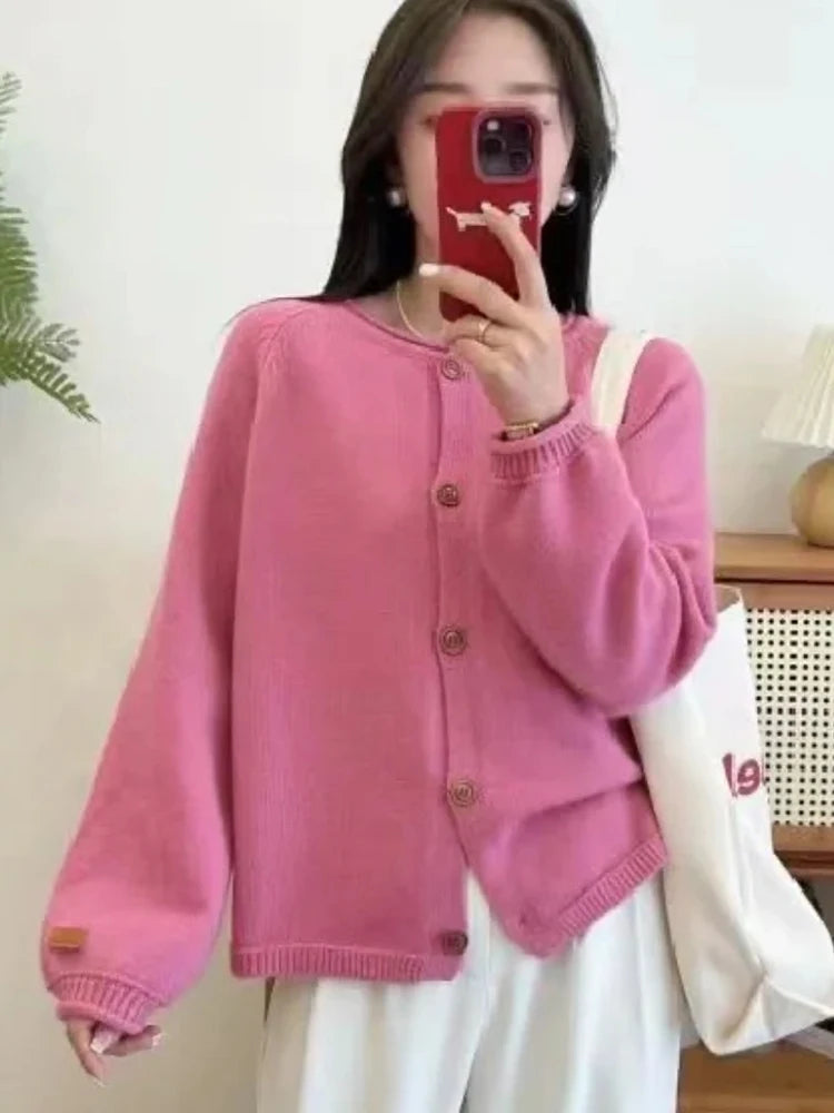 Women’s Knitted Button-Up Cardigan – Casual Autumn Sweater