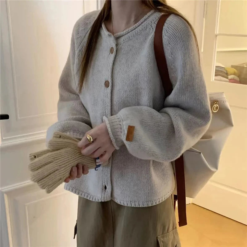 Women’s Knitted Button-Up Cardigan – Casual Autumn Sweater