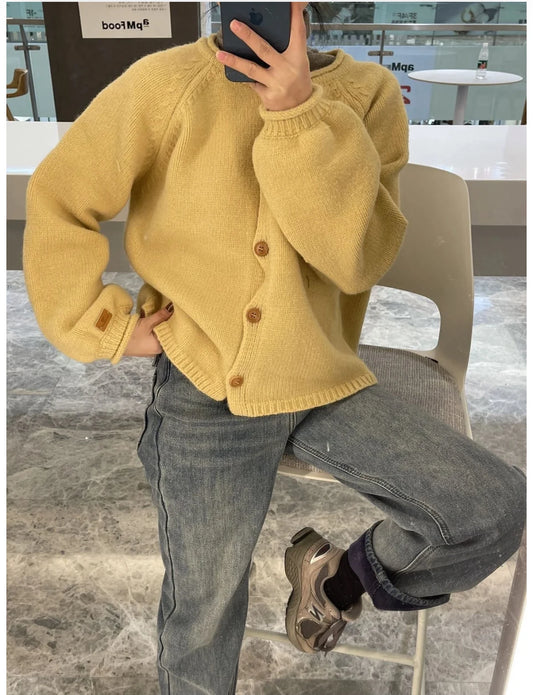 Women’s Knitted Button-Up Cardigan – Casual Autumn Sweater