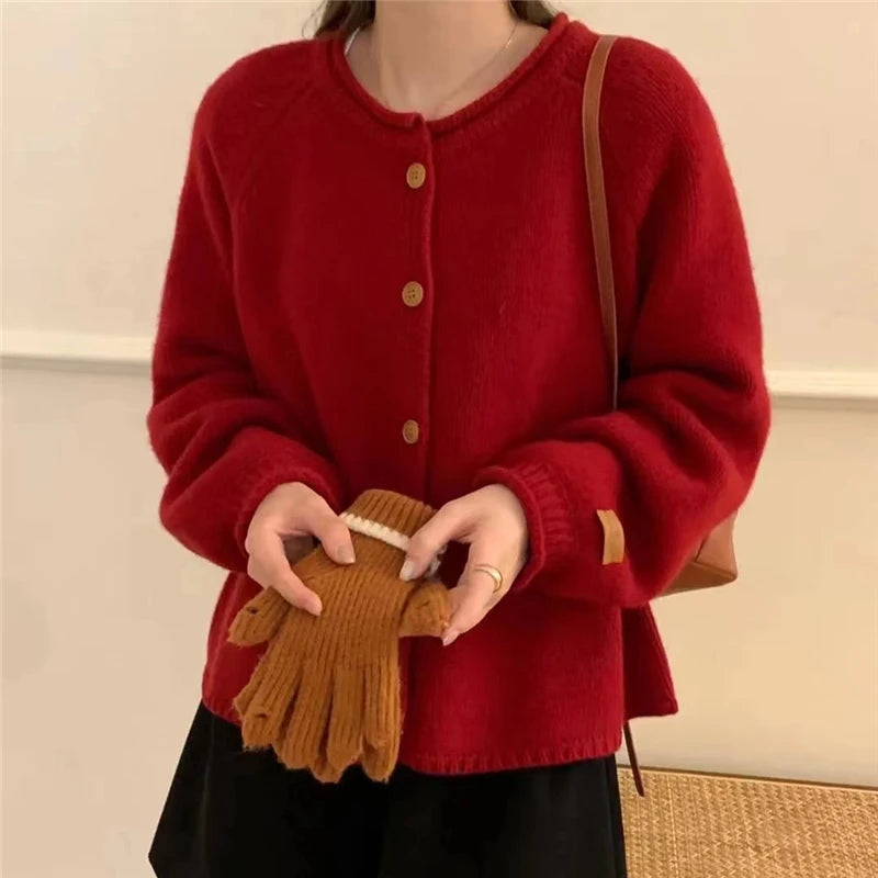 Women’s Knitted Button-Up Cardigan – Casual Autumn Sweater