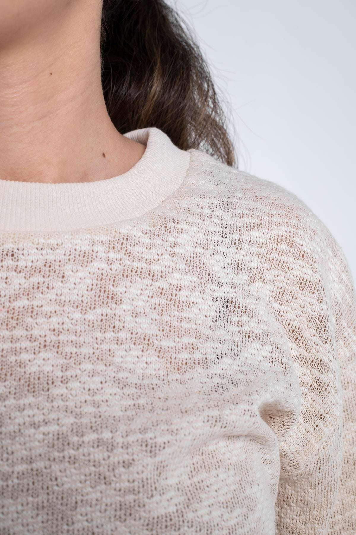 Regular fit plain beige pullover sweatshirt made from 100% cotton