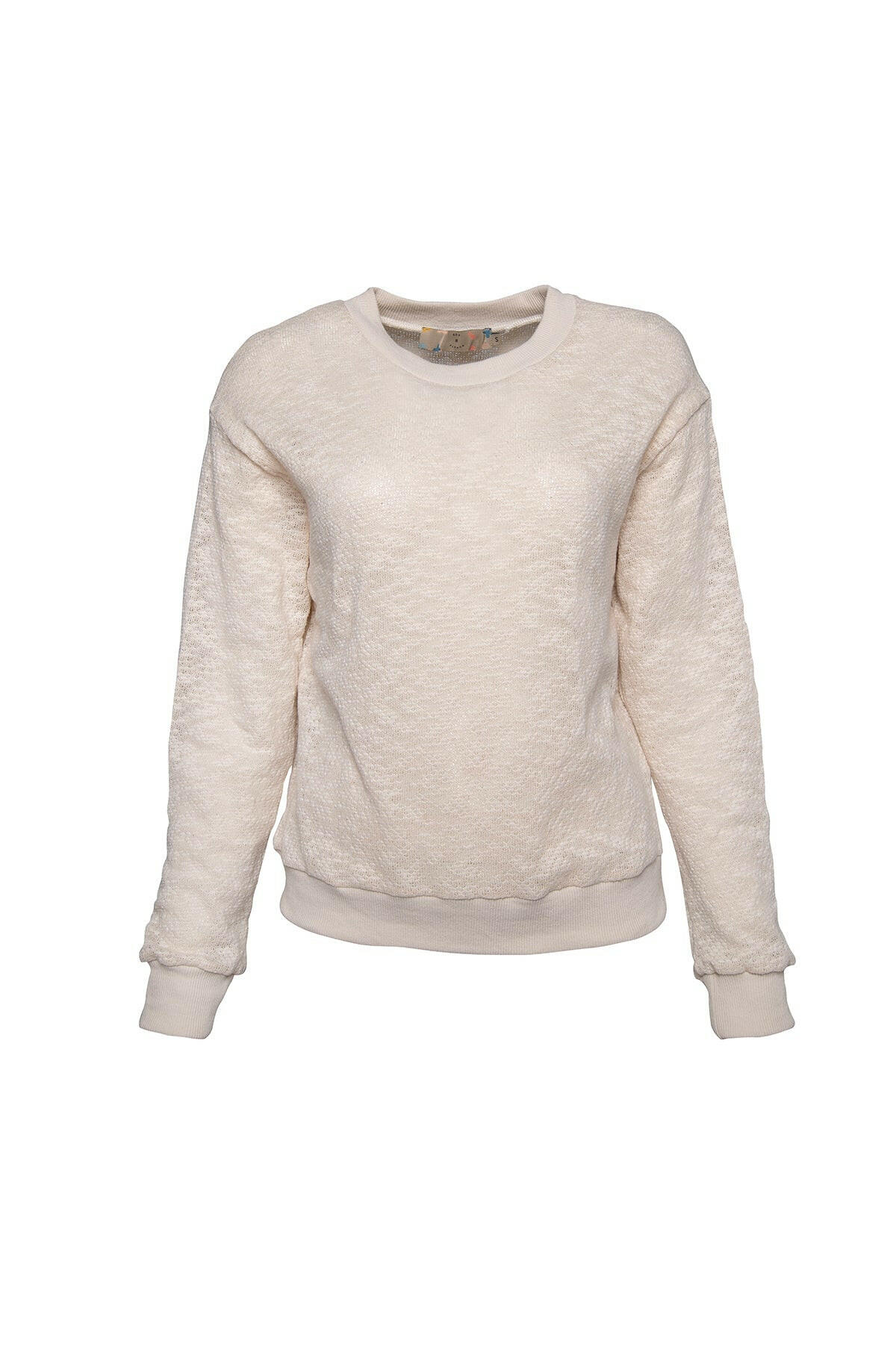 Regular fit plain beige pullover sweatshirt made from 100% cotton