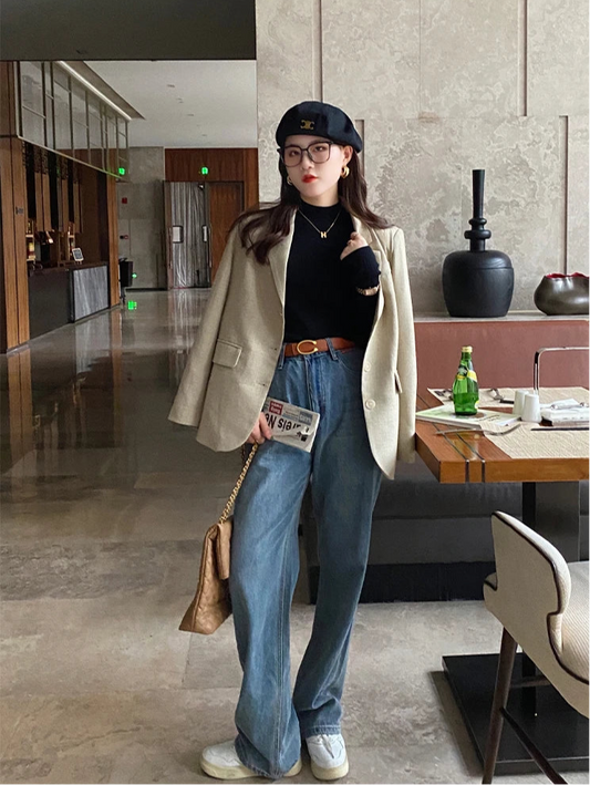 Women’s Mock Neck Slim Knitted Sweater – Autumn Winter Pullover