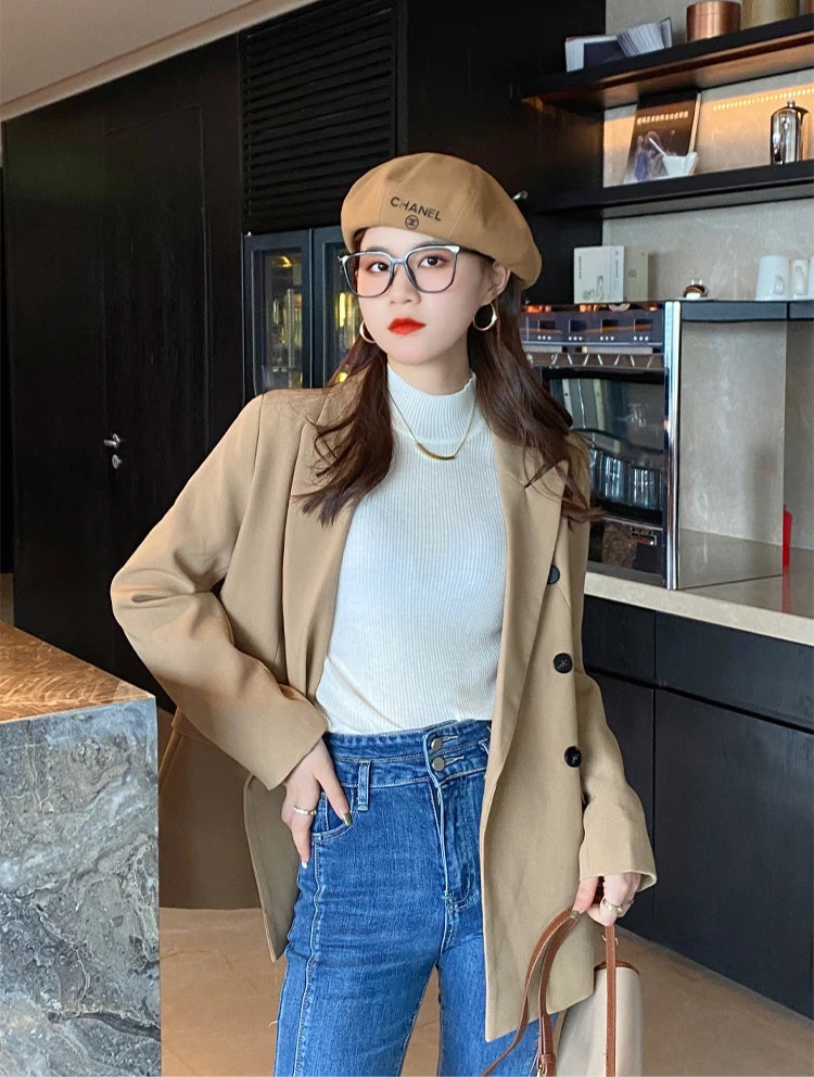 Women’s Mock Neck Slim Knitted Sweater – Autumn Winter Pullover